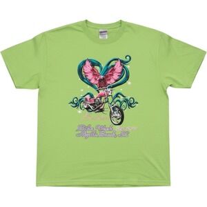 Hanes T-Shirt Womens L Green Goddess Bike Week 2007‎ Myrtle Beach SC Large